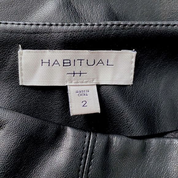 Womens Habitual Skirt Jayda Faux Leather Black Knee Length High Low Skirt Size 2 - Picture 7 of 8